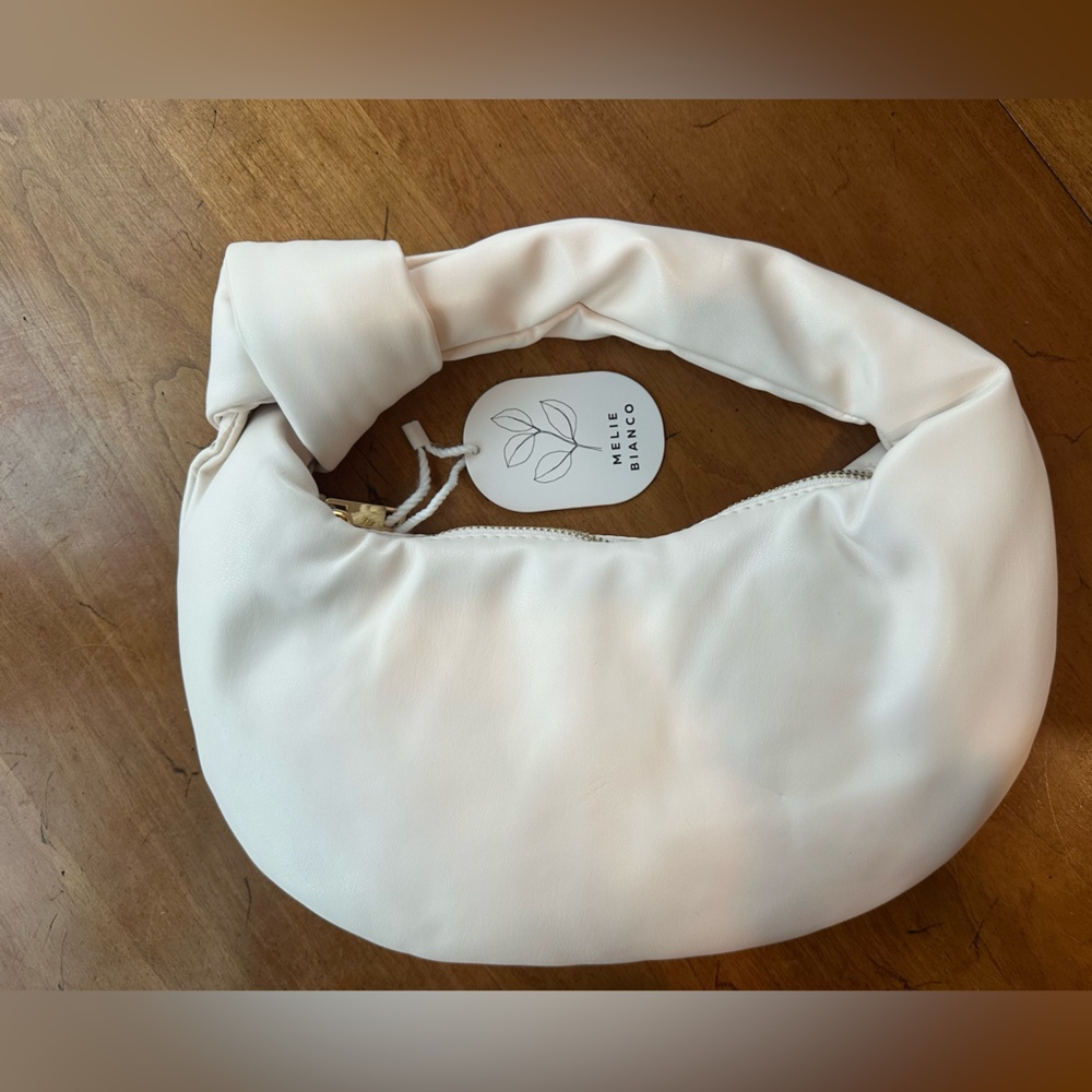 Melie Bianco Alexandra top handle bag in cream vegan leather